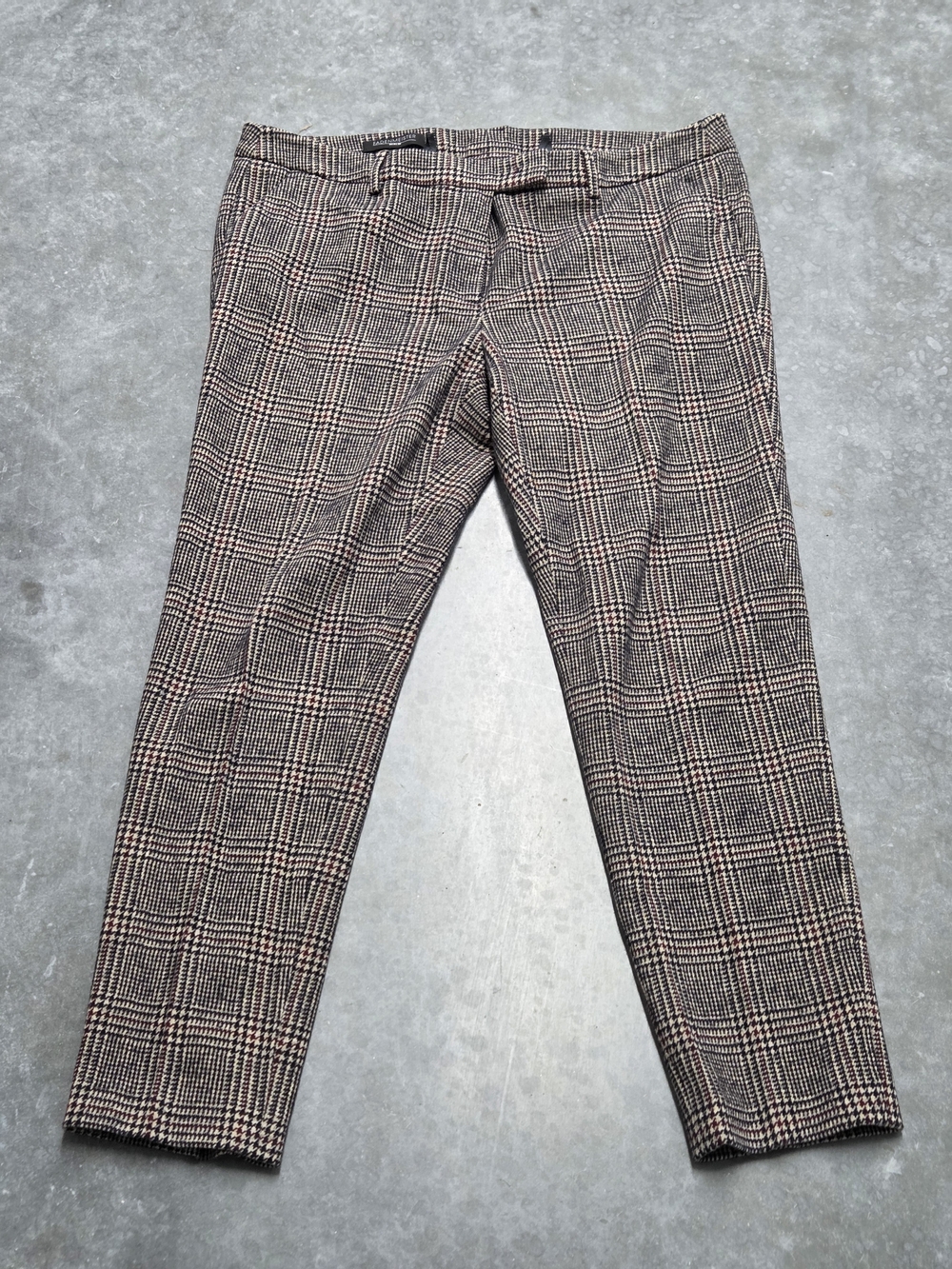 Fadenmeister Women's Houndstooth Pants Size 16 Cotton Virgin Wool Dark Academia